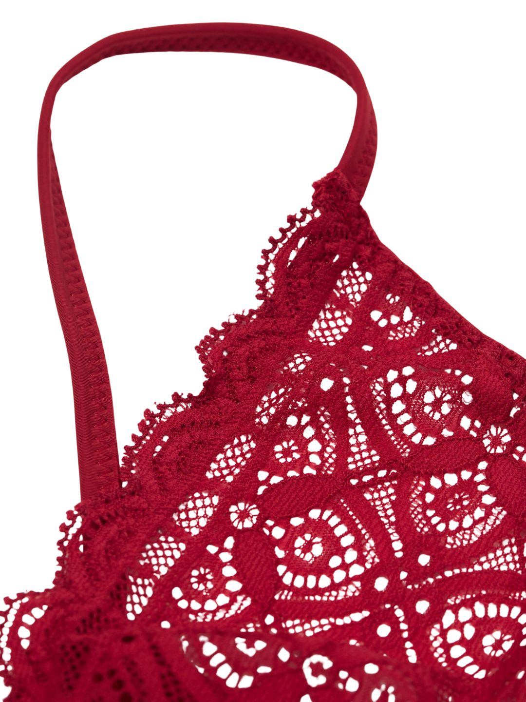 Women's Lace & Nylon Floral G-String - Maroon